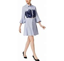 Womens Eci Lace Pinstripe Shirt Dress Size 4