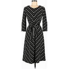 Nine West Casual Dress - A-Line Scoop Neck 3/4 Sleeves: Black Print Dresses - Women's Size Medium Petite