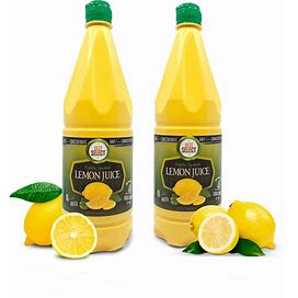 2 Pack 100% Lemon Juice Freshly Squeezed NO Added Water 33.8Oz Not From Concentrate - Appx 40 Freshly Squeezed Lemons In Each Bottle - Kosher Food -