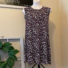 Loft Dresses | Loft Leopard Print Sleeveless Knit Dress, Size Med | Color: Pink/Purple | Size: M