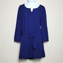 Forever 21 Dresses | Forever 21 Knit 3/4 Sleeve Belted Navy Blue Size Medium Swing Dress | Color: Blue | Size: M