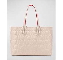 Christian Louboutin Cabata Small Tote In CL Embossed Nappa Leather, Leche, Women's, Handbags & Purses Tote Bags & Totes