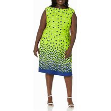 London Times Women's Ombre Dots Fit And Flare Dress