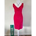 Handmade 1960'S Hot Pink Crushed Velvet Wiggle Party Dress