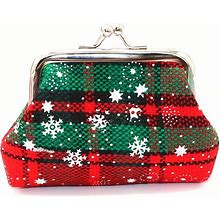 1Pc New Retro Plaid Coin Purse Small Wallet, Children Clip Bag, Fabric Christmas Halloween New Year Candy Bag, Coin Bag,Green,All-New,Temu