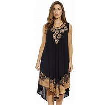 Riviera Sun Batik Embroidered Dress Sundresses For Women (Black / Beige, 3X)