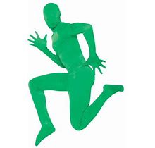 Mens Green Hooded Full Body Stretch Jumpsuit Costume Bodysuit Medium