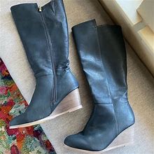 Dress Barn Shoes | Black Wedge Boots. | Color: Black/Brown | Size: 9 Wide