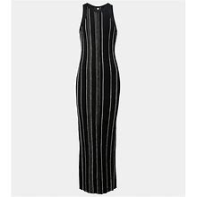 Toteme - Toteme Striped Ribbed-Knit Maxi Dress Black XS
