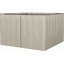 Outsunny Gazebo Universal Replacement Privacy Curtains For 10' X 10' Canopy Gazebo With Double Zippers, Beige (Curtains Only)