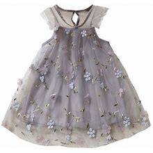Dresses For Girls Formal Toddler Baby Fly Sleeve Lace Embroidery Floral Tutu Princess Dress Clothes Sun Dress