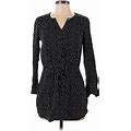Banana Republic Factory Store Casual Dress - Mini V Neck 3/4 Sleeves: Black Polka Dots Dresses - Women's Size 2