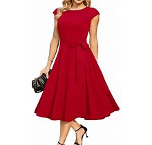 Dresstells Cocktail Dress For Women 2024 Valentines Day Formal Prom Evening Gown Aline Swing 1950S Vintage Tea Party Holiday Long Dresses Red 2Xl, Xx-