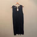 H&M Tops | H&M Black Shiny Shirt Dress, Size Xl | Color: Black | Size: Xl
