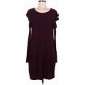 White House Black Market Casual Dress - Shift Scoop Neck Short Sleeves: Burgundy Solid Dresses - Women's Size Medium