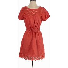 Madewell Casual Dress - Mini Scoop Neck Short Sleeves: Red Solid Dresses - Women's Size 0