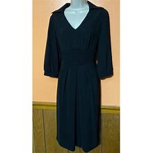 Tahari Dresses | V-Neck Embroidered Waist Dress | Color: Black | Size: 8