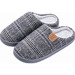 Mens Cozy Memory Foam Scuff Slippers Slip On Warm House Shoes With Fuzzy Plush Lining ,Indoor/Outdoor With Best Arch Surpport Sole ,Size 6-15