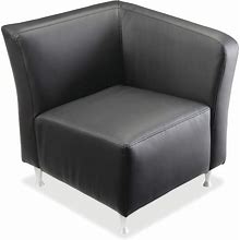 Lorell Fuze Modular Bonded Leather Left-Arm Lounge Chair, Black - LLR86919