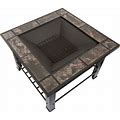 Nature Spring 6-Piece Fire Pit Table 30-In W Black Steel Wood-Burning Fire Pit Marble | 482418MRA