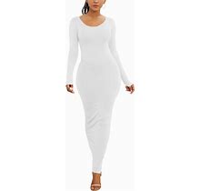 PRIMODA Women's Turtleneck Long Sleeve Bodycon Maxi Dress Casual Long Dress