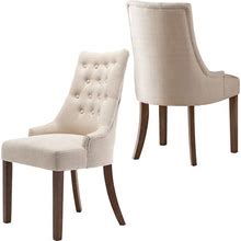 COLAMY Wingback Upholstered Dining Chairs Set Of 2, Fabric Side Dining Room Chairs With Tufted Button, Living Room Chairs For Home Kitchen Resturant