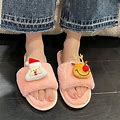 Lilgiuy Santa Claus Women's Slippers House Bedroom Slippers For Women Fuzzy Plush Comfy Lined Slide Shoes For Home Leisure