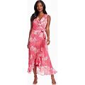 Petite London Times Floral Wrap Ruffle Hem Maxi Dress, Women's, Size: 10 Petite, Pink