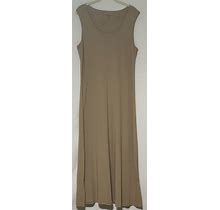 Liz Claiborne Essential Beige Sleeveless Tank Dress Size P/L Maxi 100% Cotton