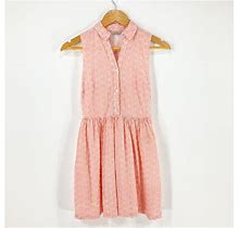 Button Front Sun Dress / Jack Wills / Pink / Peach / White / Button Up / Collard / Modern Vintage / Size UK 6 / US 2