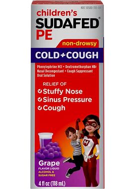 Sudafed Pe Children's Cold+Cough Non-Drowsy Liquid Grape 4 Oz
