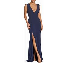 Dress The Population Women's Sandra Plunging Gown - Blue - Size XL - Midnight Blue