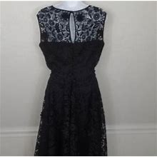 Milly Dresses | Milly Size 8 Black Lace Overlay Fit And Flare Dress Size 8 Lbd | Color: Black | Size: 8