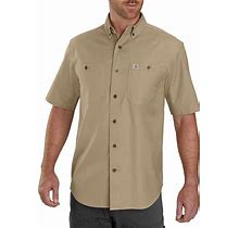 Carhartt Mens 103555 Factory 2nd Rugged Flex Rigby Short Sleeve Work Shirt - Dark Khaki Large Regular