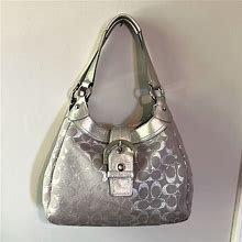 Coach Bags | Coach Metallic Silver Signature C Bag | Color: Silver | Size: Os