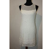 White House Black Market White Cotton Lace Crochet Dress Sz 4 Lined