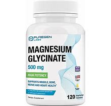 Magnesium Glycinate 500Mg [High Potency] 120 Veggie Caps, Chelated For Superior Absorption, Non-GMO, NO Gluten And Dairy, Supports Muscle, Joint, And Heart Health