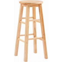 Backless 29 in. Beige Bar Stool Round Wood Kitchen Seat Chair Dining Room Decor