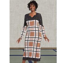 Beadsplaid Knit Dress By Donna Vinci In Black & White In Size 16 - Especially Yours® Clothing