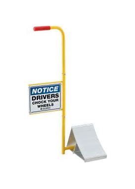 Global Industrial™ Aluminum Wheel Chock With Safety Sign & Handle