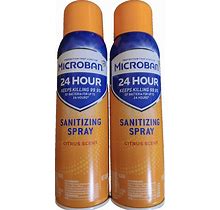 Microban 2 Pack- 24 Hour Citrus Scent Disinfectant Sanitizing Spray 15Oz Cans
