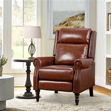 Lark Manor™ Hallam 30" Wide Classic Soft Pushback Recliner W/ Rivet Genuine Leather In Brown | 41 H X 30 W X 35 D In | Wayfair
