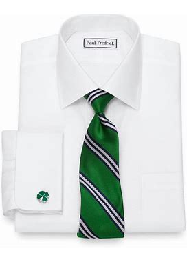 Men's Non-Iron Cotton Twill Spread Collar French Cuff Dress Shirt (20/35) (White) | Paul Fredrick