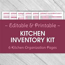 Printable Editable Kitchen Organization Kit - 6 Pages - Pantry, Fridge, Freezer Inventory, Meal Planning, Grocery List, Instant Download