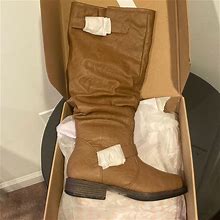 Journee Collection Shoes | Brand New In The Box Journee Collection Tan Boots | Color: Tan | Size: 7