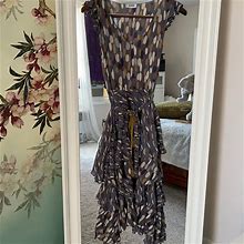 Moschino Dresses | Moschino Mid Length 100% Silk Dress | Color: Gray/Tan | Size: 6