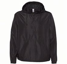 Independent Trading Co. Lightweight Quarter-Zip Windbreaker Pullover Jacket (Black),XS