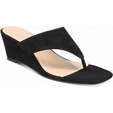 Alfani Shoes | New Alfani Anderson Black Step N Flex Thong Wedge Sandal Womens 5m Box | Color: Black | Size: 5