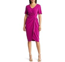 Tahari ASL Stretch Crepe Side Knot Dress In Currant At Nordstrom, Size 6