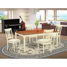 East West Furniture 5 Piece Dining Room Furniture Set- A Rectangle Table And 4 Dining Chairs, Buttermilk & Cherry (Seat Option)